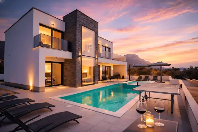 BookNoFees: Ferienwohnung in Kaštel Stari – Villa „Just be Happy“ · Meerblick · Pool · Whirlpool